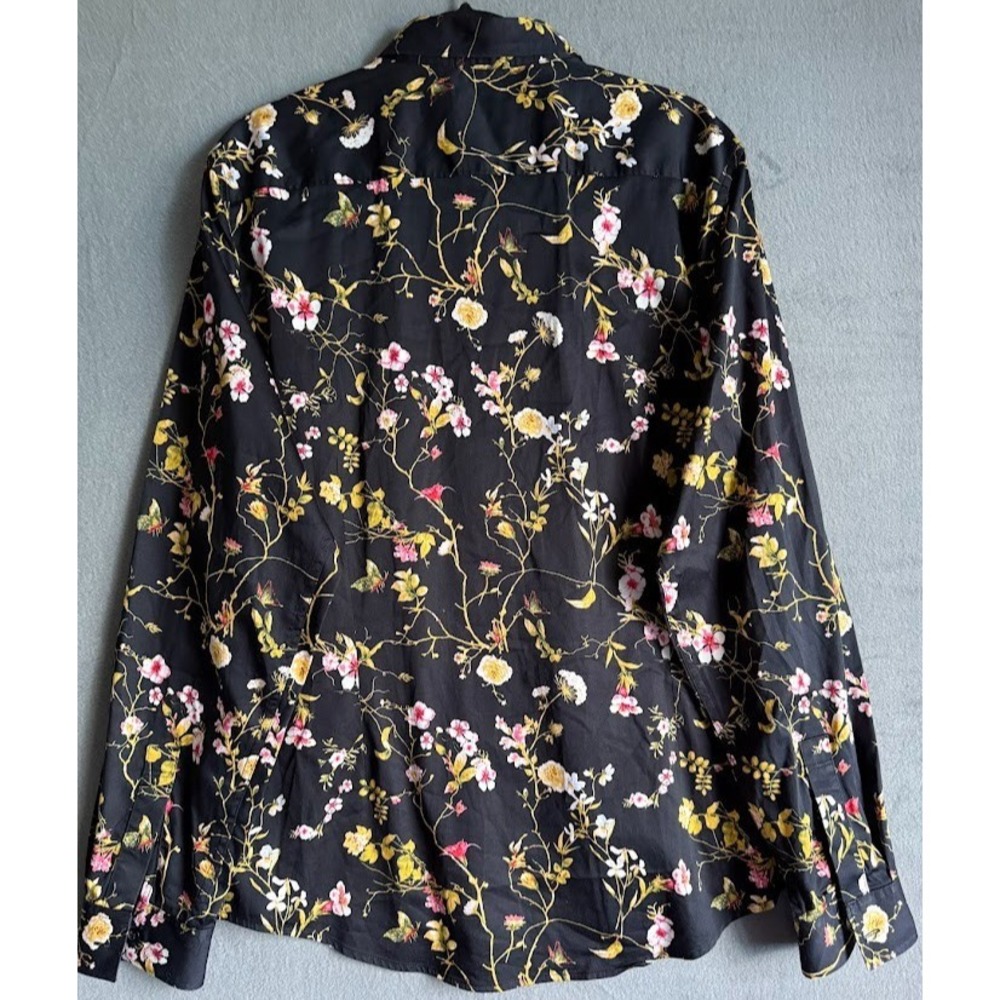 Guess Los Angeles Dress Shirt Men XL Black‎ Floral Slim Fit Long Sleeve Buttons - Picture 2 of 16